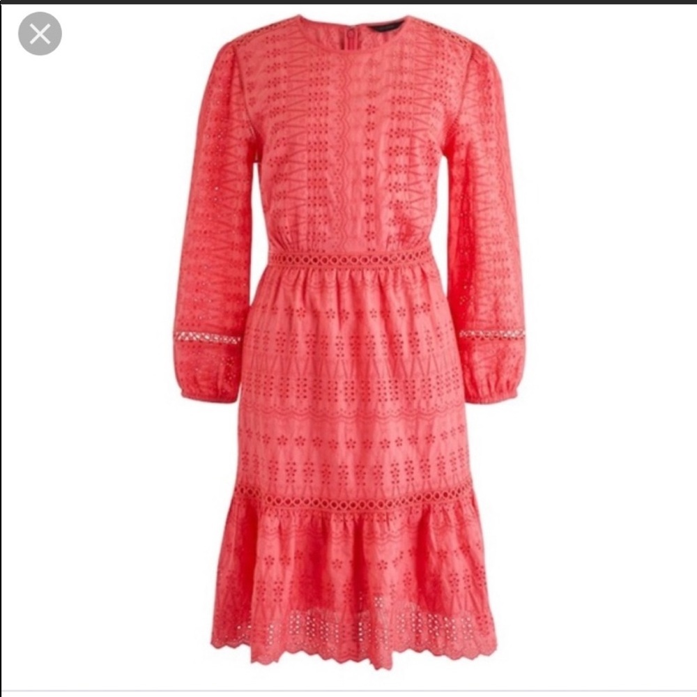 NWT JCrew Eyelet Flutter Hem Dress 18T